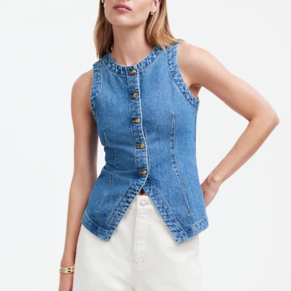Madewell Jackets & Blazers - Madewell Denim Crewneck Vest Size 10